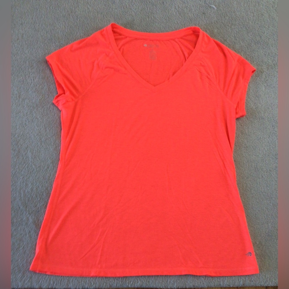 Ideology neon orange, V neck, tee shirt. Womens XL